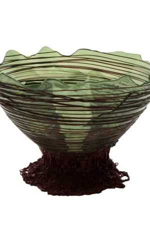 Consegna Rapida Dervos krepšelis OGIVA skaidri buteliuko žalia ir matinė baklažano spalva, Gaetano Pesce, Fish Design