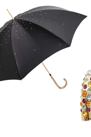 Skėtis PIETRE SWAROVSKI® su žalvario ir Swarovski® krištolo rankena, pagamintas Pasotti Di Tendenza