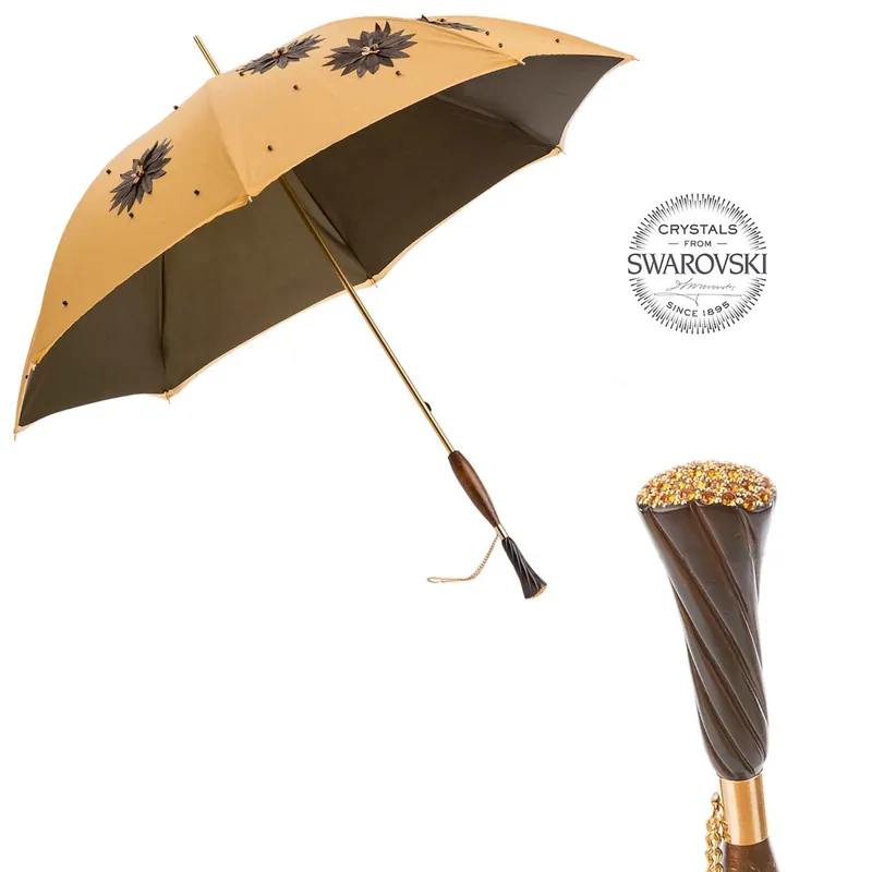 Compra Adesso Skėtis SAULĖGRĄŽOS su žalvario ir Swarovski® krištolo rankena, pagamintas Pasotti