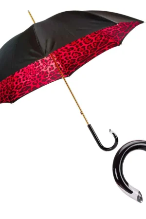 Skėtis RAUDONAS LEOPARDAS su acetato rankena Economico