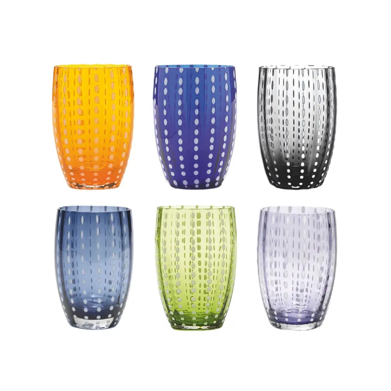 Bestseller Pronta Consegna - Zafferano 6 bicchieri assortiti Perle cl.32