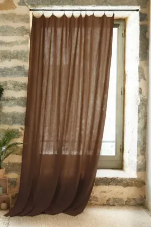 Ultimissimo Modello Tenda in garza di cotone regolabile (180 x max 300 cm) Gaïa Marrone
