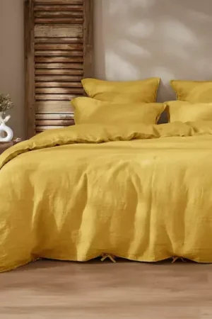 A Buon Prezzo Copripiumino lino lavato (240 cm) Louise Giallo senape