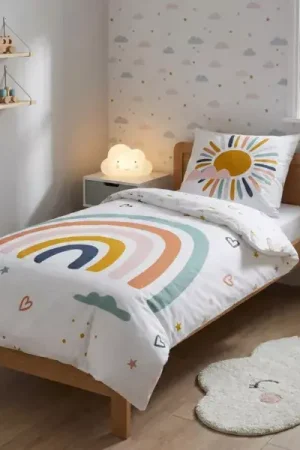 Di Tendenza Copripiumino e 1 federa cotone bambini (140 x 200 cm) Arcobaleno Multicolore