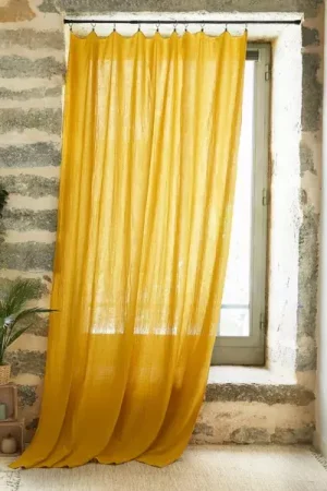 Tenda garza di cotone regolabile (140 x max 300 cm) Gaïa Giallo zafferano Più Venduto
