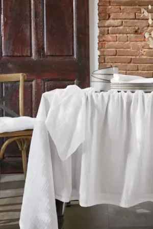 Soddisfatti O Rimborsati Tovaglia rettangolare garza di cotone (L250 cm) Gaïa Bianco chantilly
