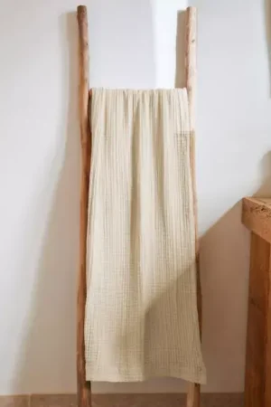 Direttamente Dal Produttore Asciugamano da bagno in garza di cotone (90 x 150 cm) Gaïa Beige pampa