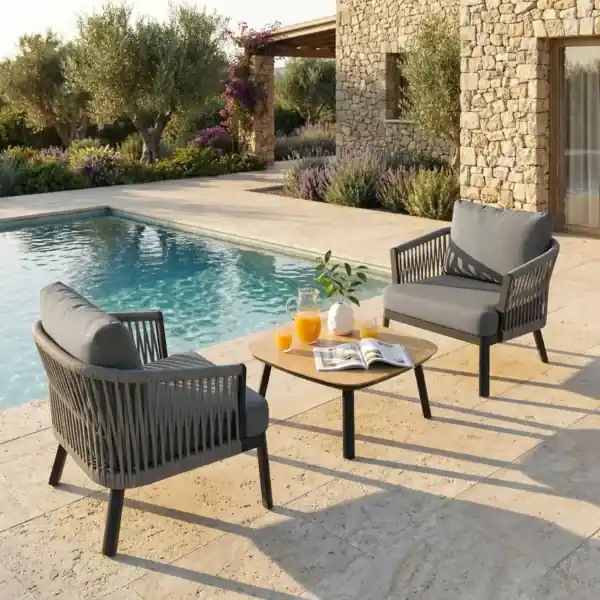 Salotto da giardino in alluminio 2 posti 3 pezzi Amalfi Grigio antracite Offerta Lampo
