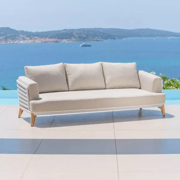 Divano da giardino in alluminio 3 posti Monte Carlo Bianco e tortora Nuova Collezione