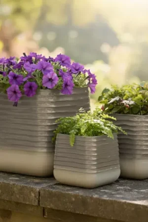 Prezzo Basso Set di 3 vasi da esterno quadrati (H49-37-27 cm) Jamie Grigio