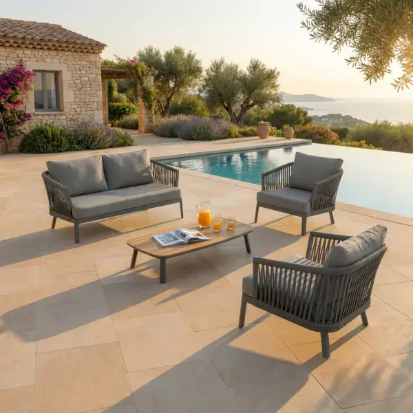 Salotto da giardino in alluminio 4 posti 4 pezzi Amalfi Grigio antracite Compra Oggi Stesso