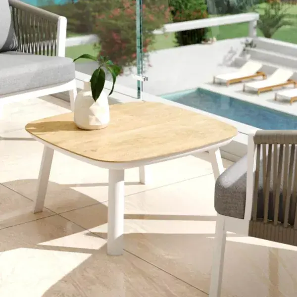 Popolare Tavolino da giardino quadrato alluminio Amalfi Bianco