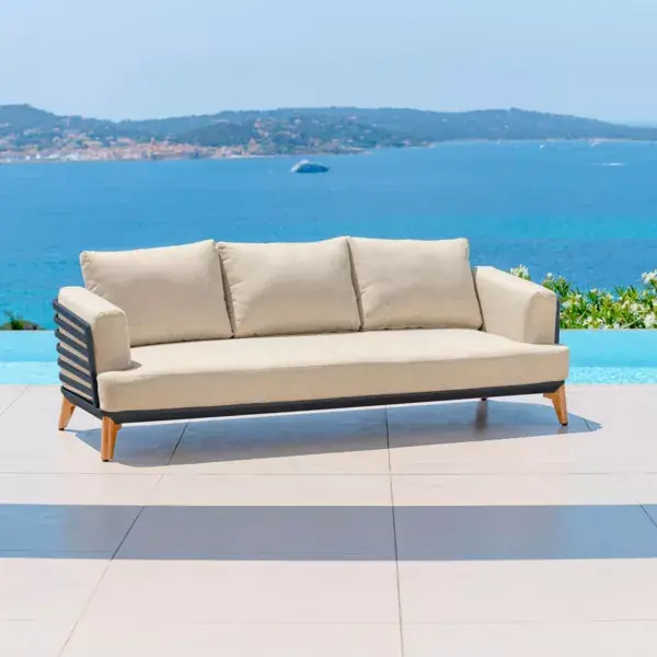Divano da giardino in alluminio 3 posti Monte Carlo Grigio antracite e beige Promozione Esclusiva
