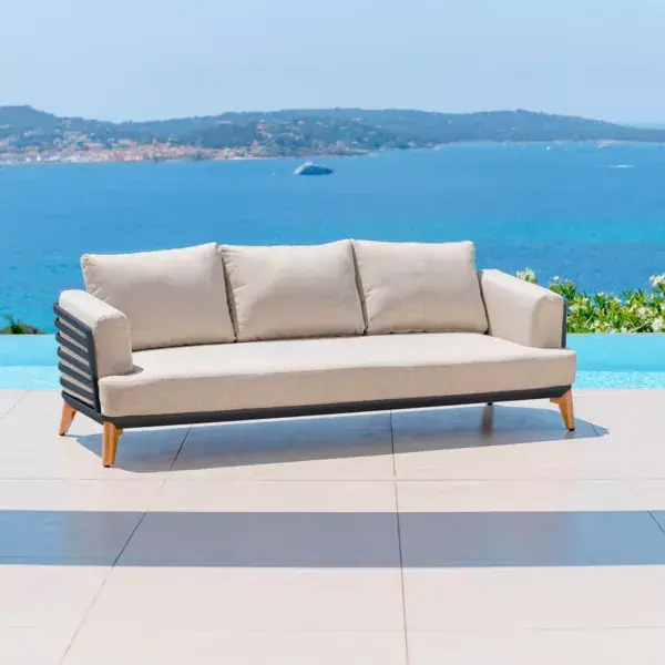 Economico Divano da giardino in alluminio 3 posti Monte Carlo Grigio antracite e tortora