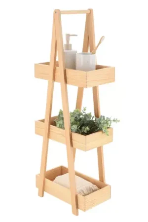 Promozione Esclusiva Scaffale in legno a 3 livelli (H80 cm) Piramide Naturale