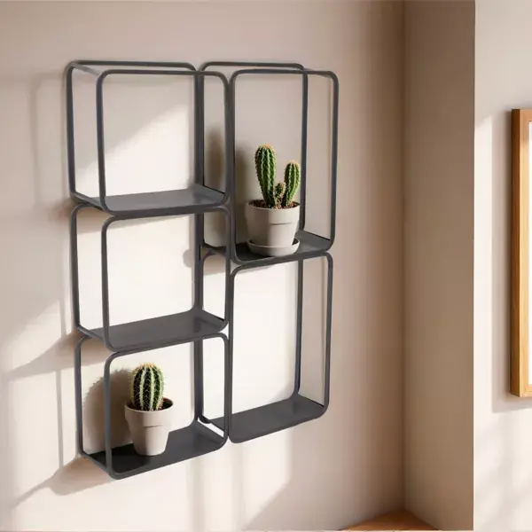 Scaffale da parete in metallo 5 ripiani (Alt 77 cm) Retrò Grigio antracite Promo Stagionale