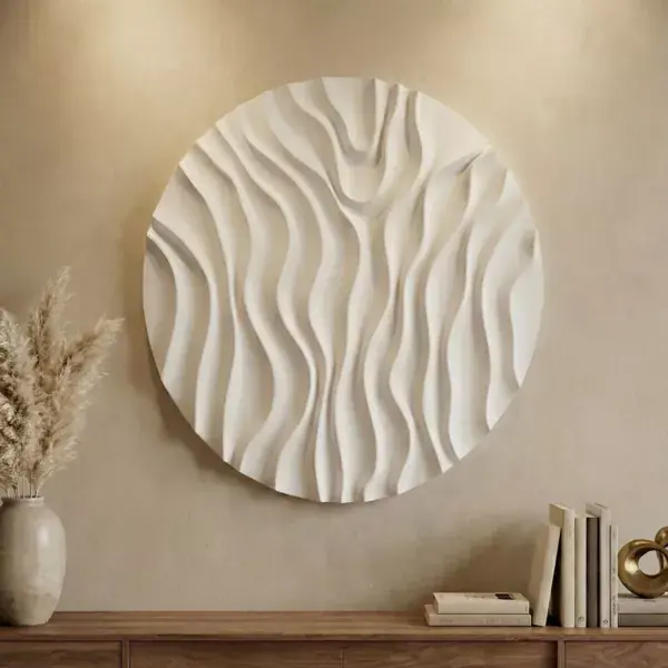 Reso Gratuito Decorazione murale rotonda in legno (70 cm) Thalora Bianca