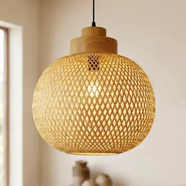 Prezzo Di Fabbrica Lampada a sospensione rotonda in bambù (D40 cm) Kahala Naturale
