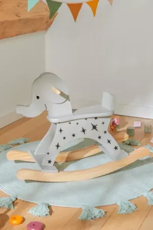 Elefante a dondolo legno (H53 cm) Stars Grigio Novità