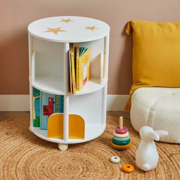 Novità Libreria con rotelle bambino legno (H59 cm) Stars Bianca