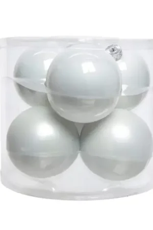 Set di 6 palline di Natale di vetro (D80 mm) Myst Bianco Novità