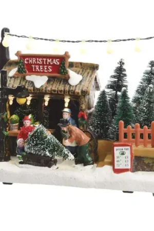 Scena della vita illuminata Mercato di Natale a pile Quantità Limitata