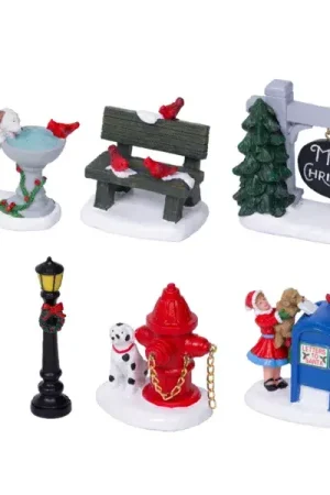 Set di 7 statuine per villaggio (H7,5 cm) Animazione cittadina Reso Gratuito