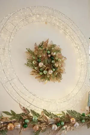 Super Prezzo Corona di Natale Gigante luminosa Micro 1800 LED (D116 cm) Scintilli Argento e bianco caldo