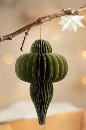 Esclusivo Decorazione natalizia da appendere in carta (H20 cm) con chiusura magnetica Verde rosmarino