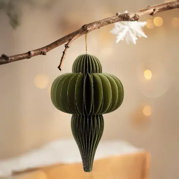 Esclusivo Decorazione natalizia da appendere in carta (H20 cm) con chiusura magnetica Verde rosmarino