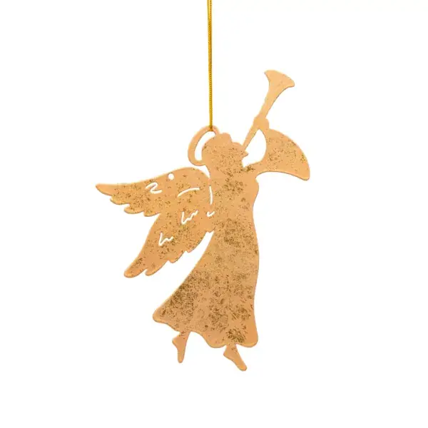 Decorazione natalizia da appendere in metallo (H17 cm) Angelo tromba Dorato Non Perdere