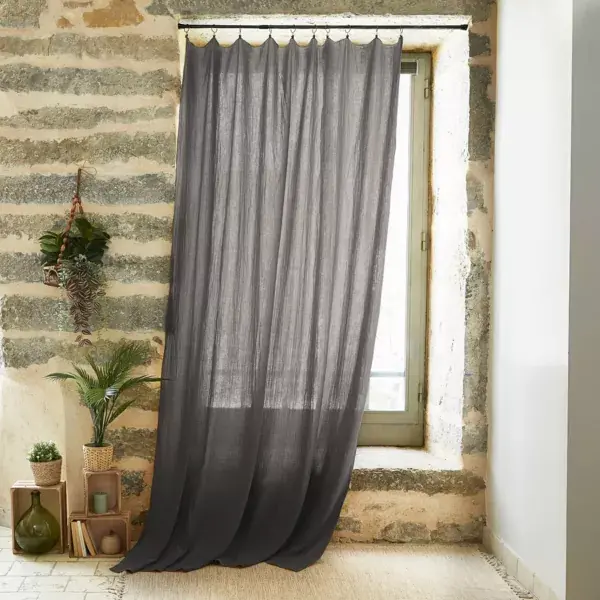 Tenda garza di cotone regolabile (140 x max 300 cm) Gaïa Grigio granito Prezzo Basso