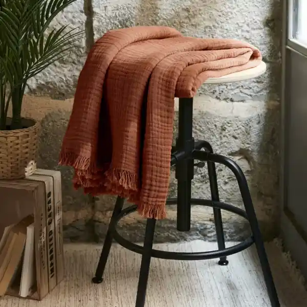 Nuova Collezione Plaid garza di cotone (160 cm) Gaïa Terracotta