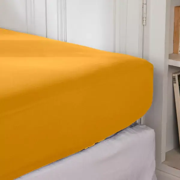 Lenzuolo con angoli percalle di cotone (180 cm) Cali Giallo senape Nuova Collezione