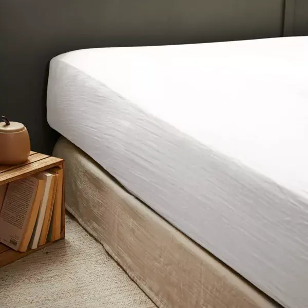 Lenzuolo con angoli garza di cotone (200 x 200 cm) Gaïa Bianco chantilly Promo Stagionale