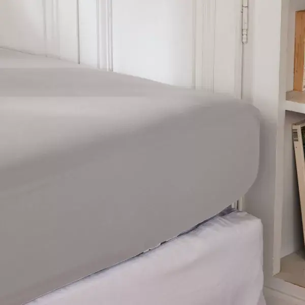 Spedizione Espresso Lenzuolo con angoli percalle di cotone (140 cm) Cali Grigio chiaro