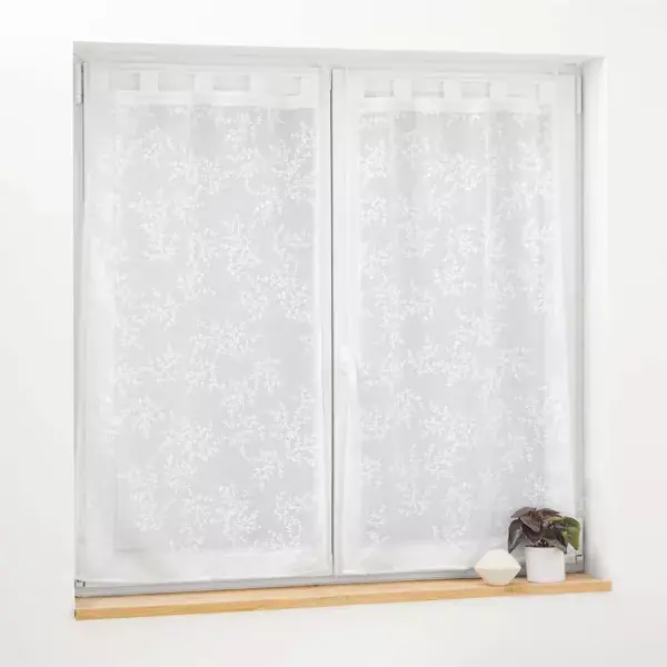 Promozione Esclusiva Coppia di tendine trasparenti con passanti (60 x 120 cm) Karla Bianco
