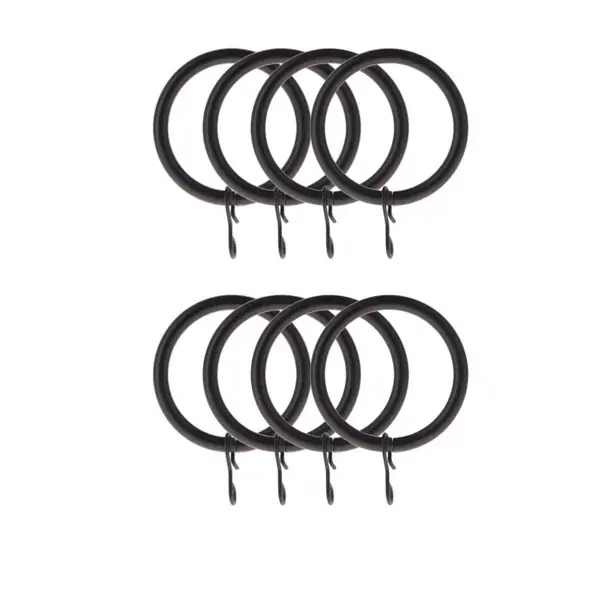 Offerta Set di 8 anelli per bastone per tenda (D28 mm) Lino Nero opaco