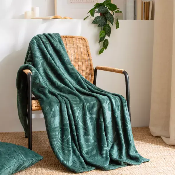 Plaid morbido flanella (130 x 180 cm) Flore Verde Promozione