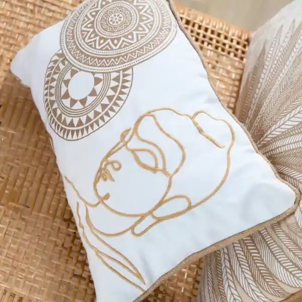 Cuscino rettangolare in cotone (30 x 50 cm) Mekong Bianco Offerta Lampo