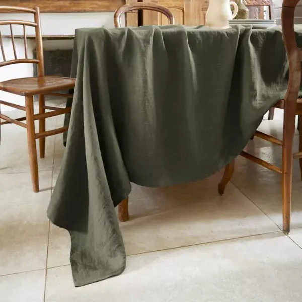 Offerta Speciale Tovaglia rettangolare lino lavato (L350 cm) Louise Verde rosmarino