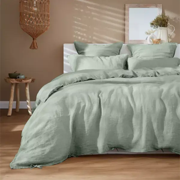 Nuova Collezione Copripiumino in lino lavato (280 x 240 cm) Louise Eucalyptus