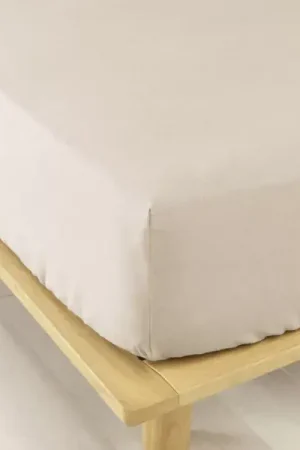 A Buon Prezzo Lenzuolo con angoli flanella di cotone (90 x 200 cm) Nina Beige