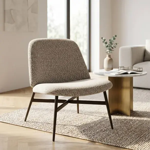 Sconto Set di 2 poltrone in bouclé (seduta 40 cm) Isla Grigio chiaro