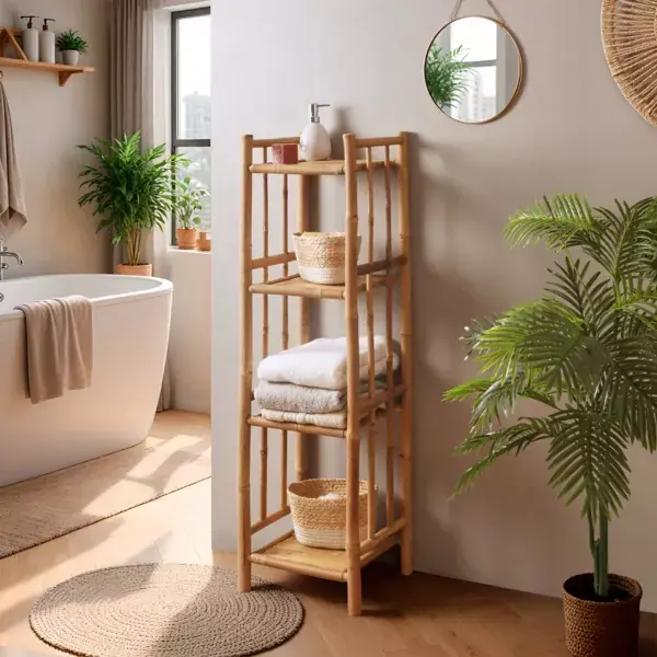 Nuova Collezione Mobiletto portaoggetti in bambù 4 ripiani (30 x H115 cm) Hanoï