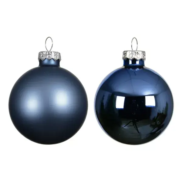 Esclusivo Set di 6 palline di Natale in vetro (D80 mm) Boreale Blu notte