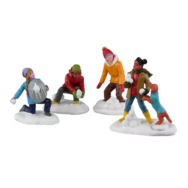 Ultimissimo Modello Personaggi Lemax (Set di 4) Battaglia nella neve
