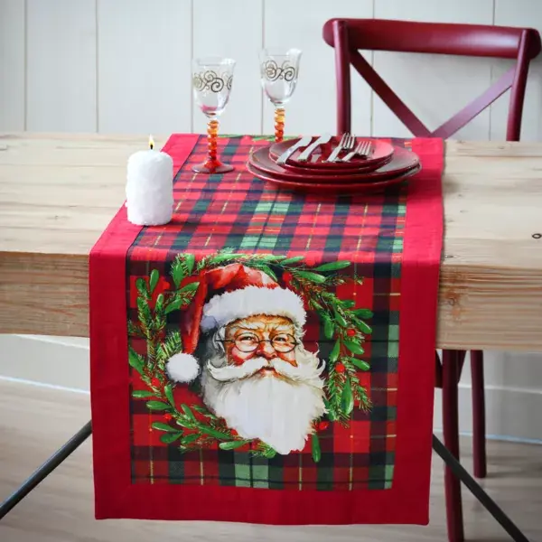 Runner da tavola in cotone (150 x 45 cm) Babbo Natale Harold Bordeaux Spedito Oggi