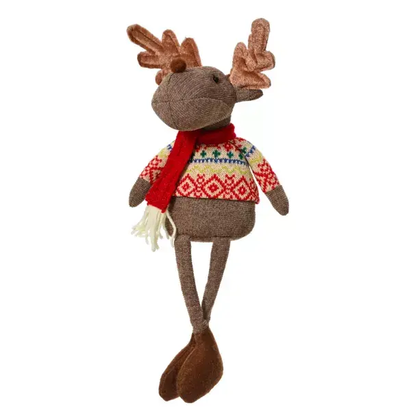 Caribù decorativo natalizio (H40 cm) Loulou sciarpa Rossa Compra Oggi Stesso