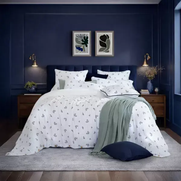 Copripiumino in garza di cotone reversibile (260 x 240 cm) Gaïa iris Blu Must-Have